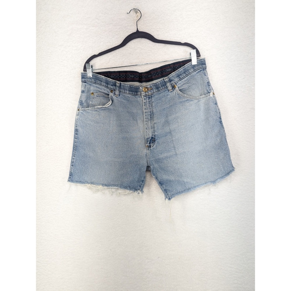 VTG Wrangler Men's Blue Denim Carpenter Jean Shorts Jorts 38 Y2K Distressed